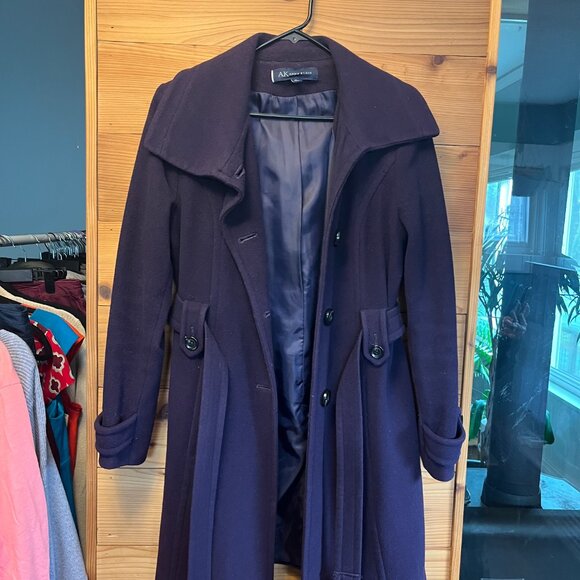 Anne Klein Wool Blend Purple Pea Coat Size Medium - Picture 5 of 10
